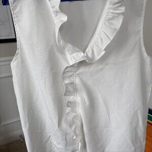 Small, White Ruffle Silky Smooth Sleeveless Blouse